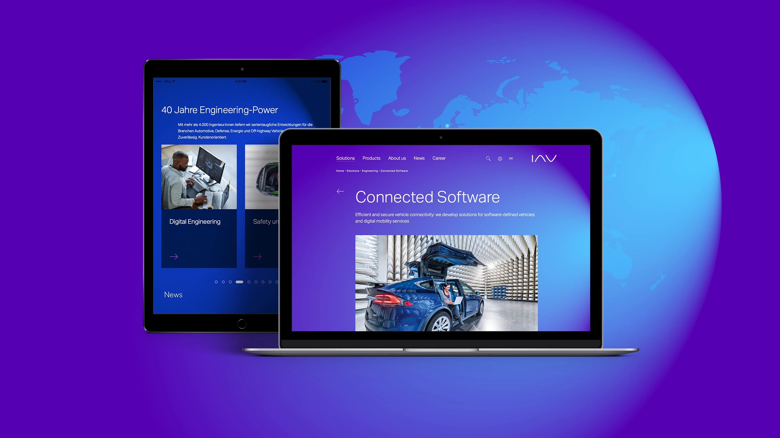 Websiterelaunch für IAV | publicgarden | Startseitenansicht