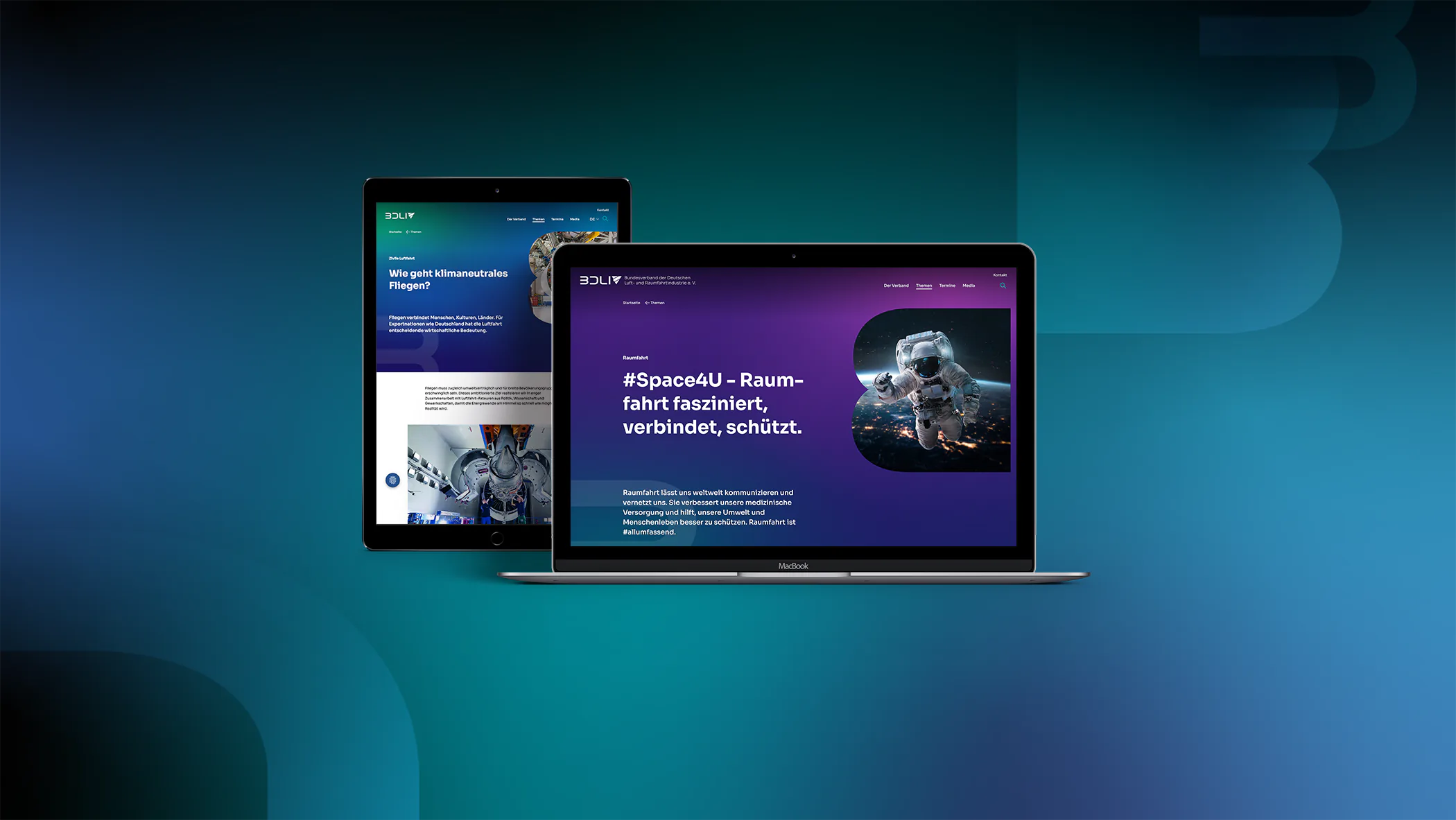 Ansicht Website BDLI auf Tablet und Laptop