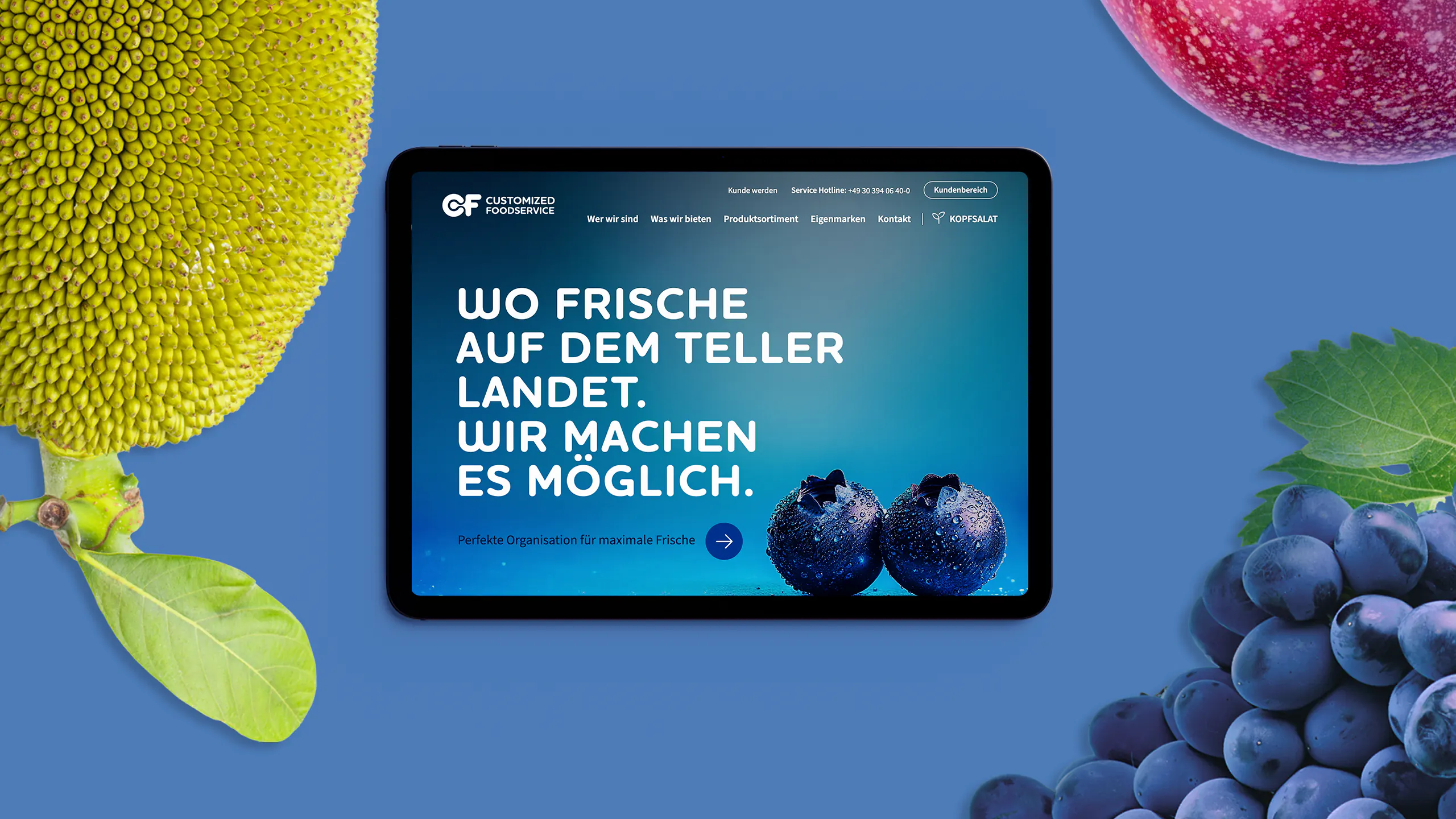Ansicht CF Gasro Website auf dem Tablet