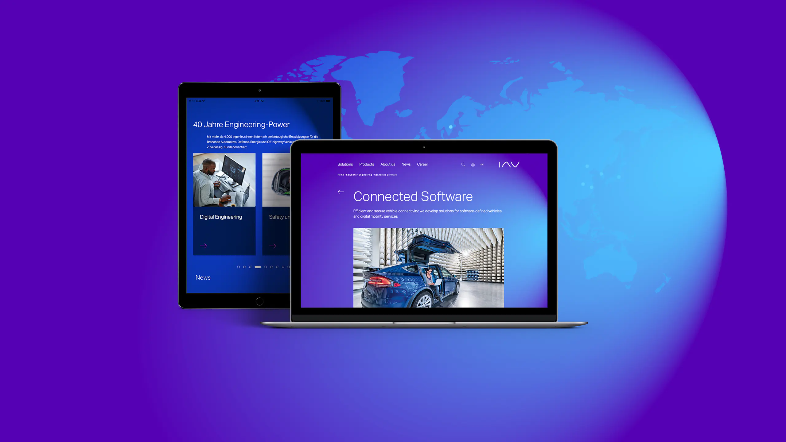 Ansicht Website auf Tablet und Laptop