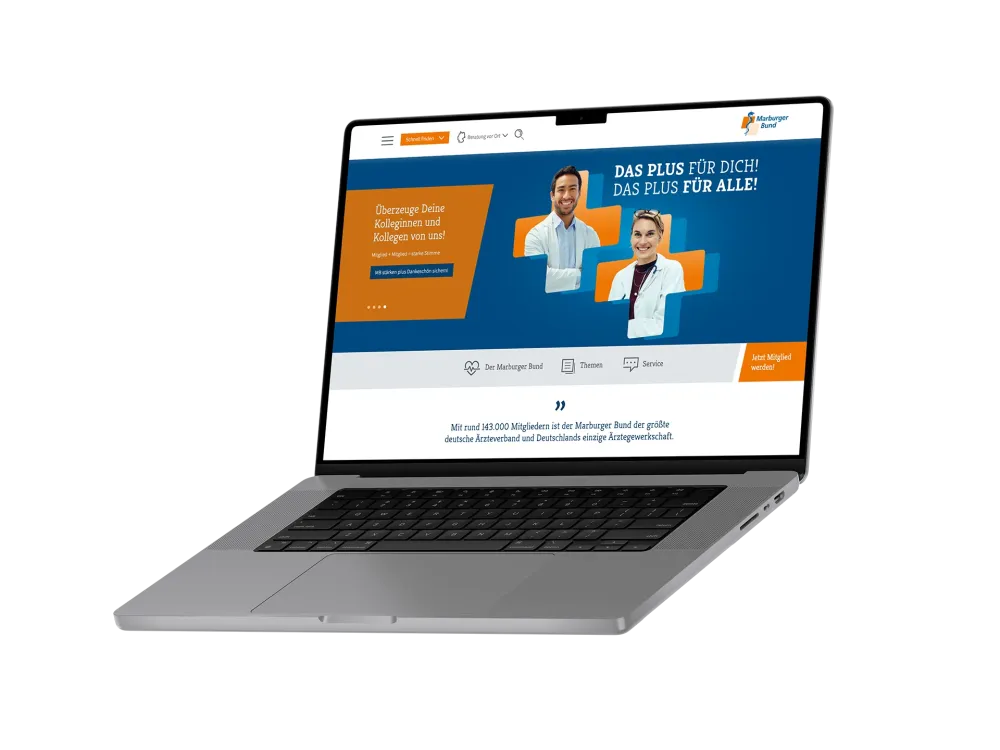 Ansicht Laptop Startseite Marburger Bund