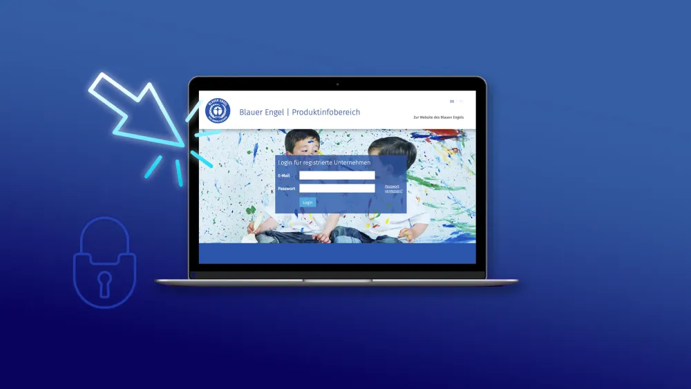 Ansicht Website Anmeldung zum Produktinfobereich