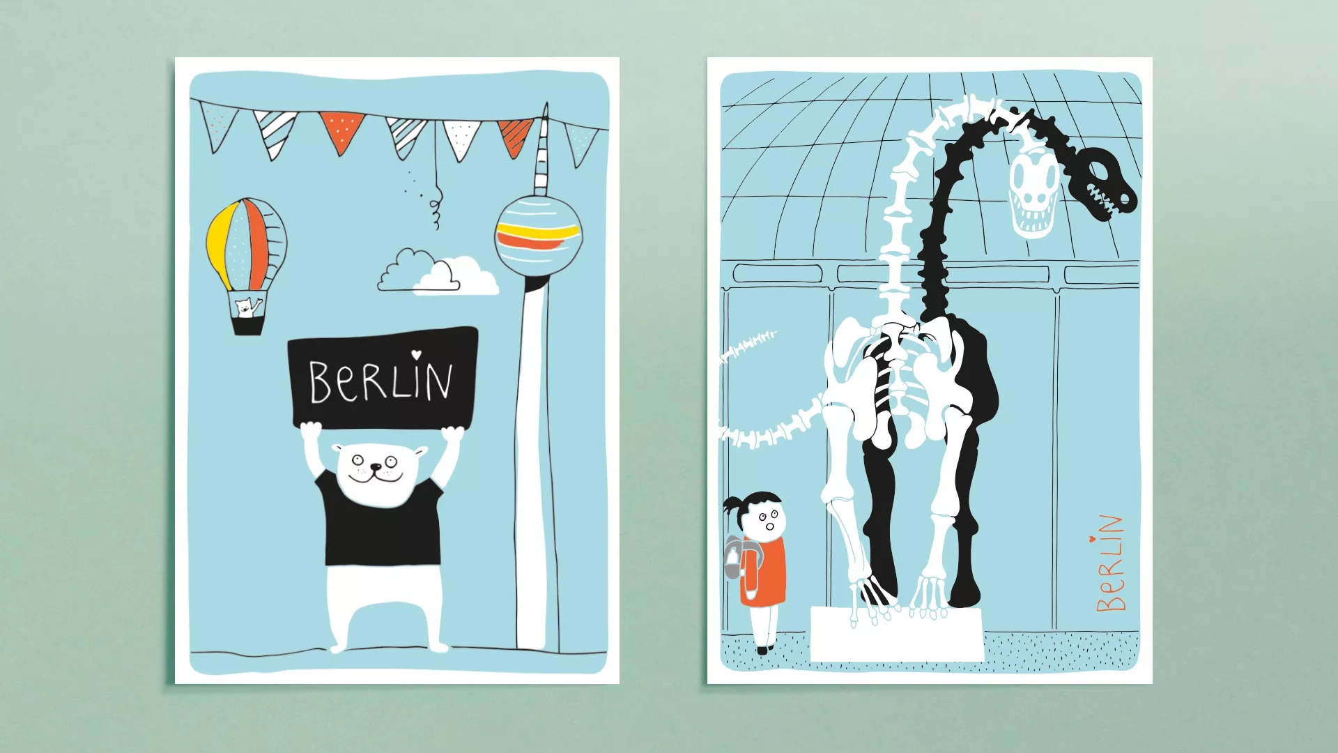 Postkarte Berlin | Bär & Dinosaurier