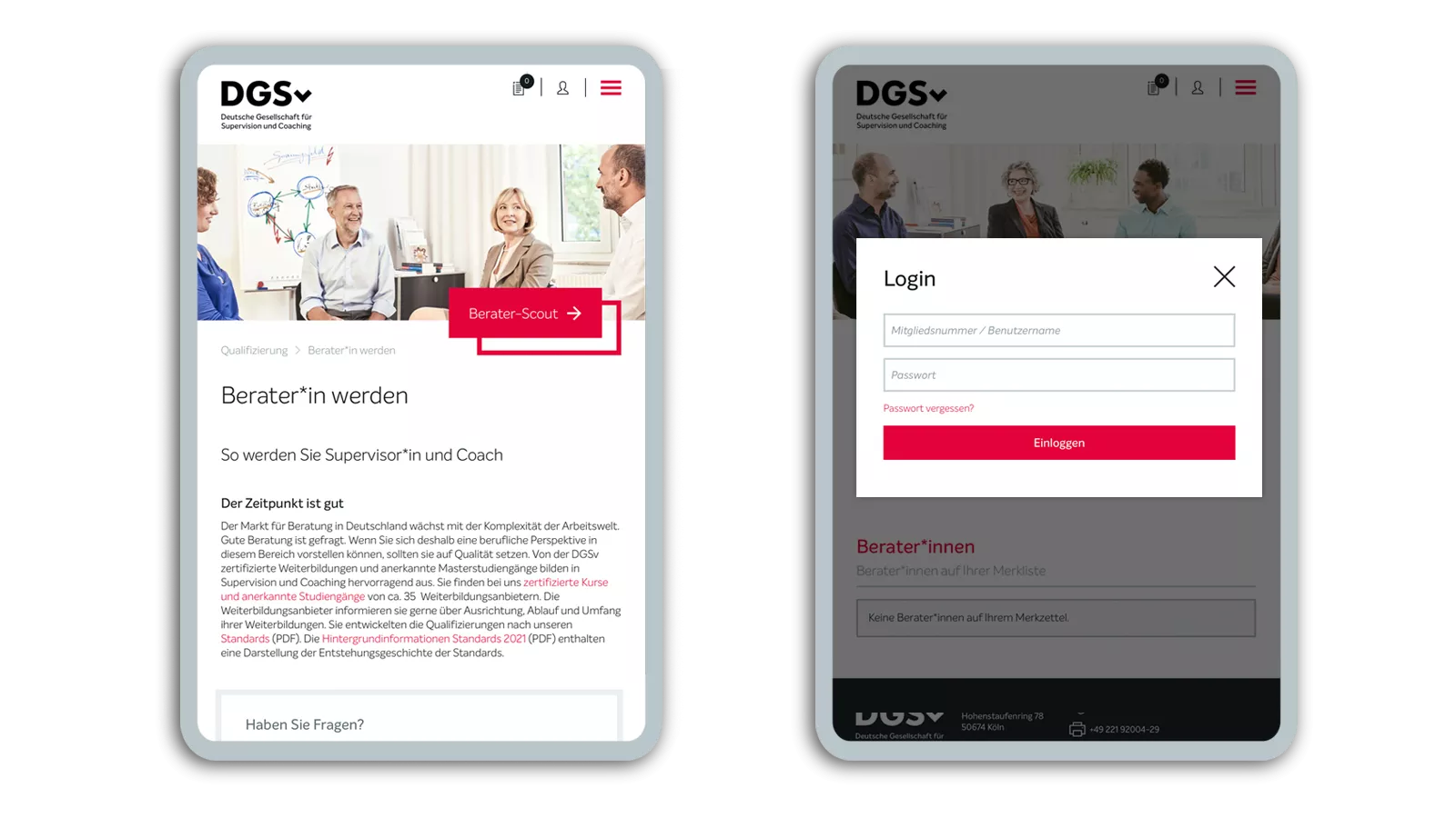 DGSv Online | Website auf Ipad