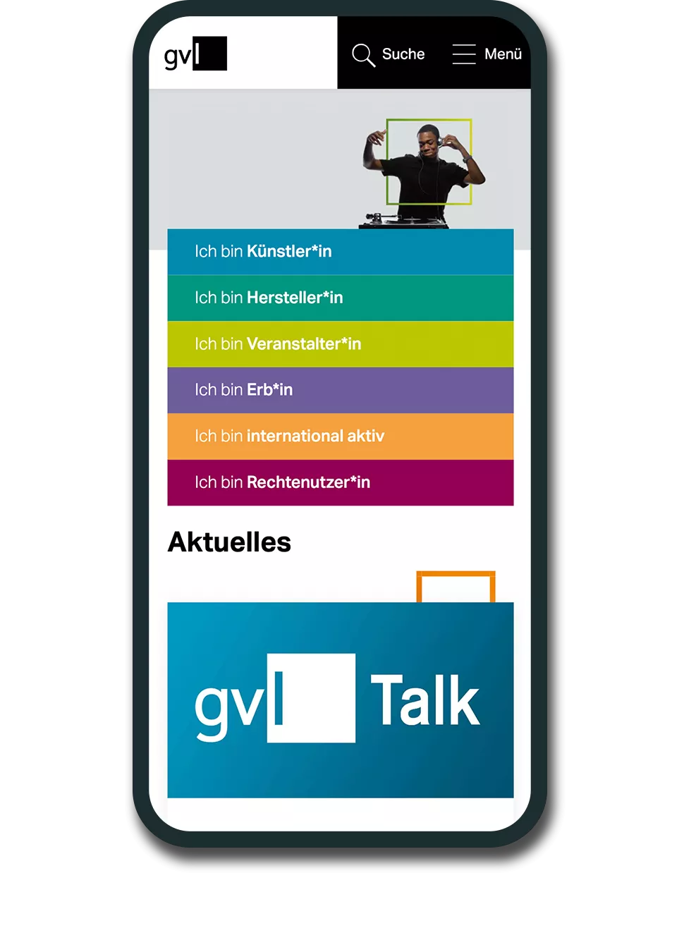 GVL Relaunch | mobile Ansicht