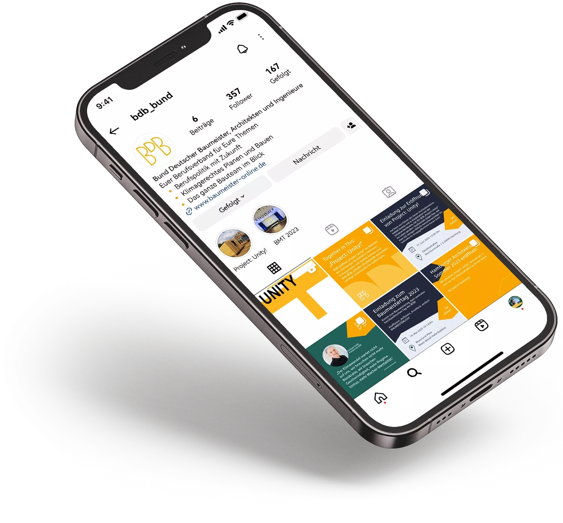 Bund deutscher Baumeister | Webdevelopment BDB Instagram Kachelgestaltung Feed