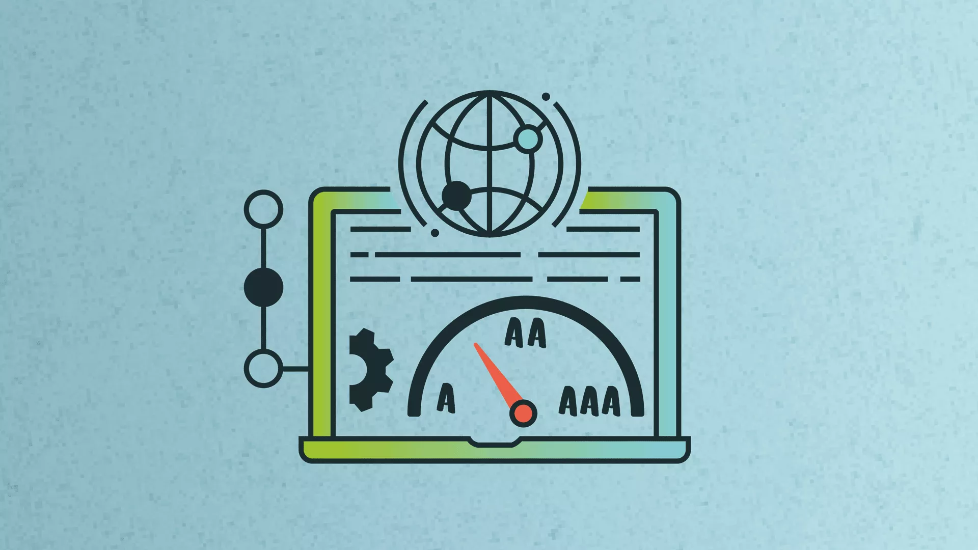 Illustration: Abstufungen der Barrierefreiheit A, AA, AAA auf einem Barometer