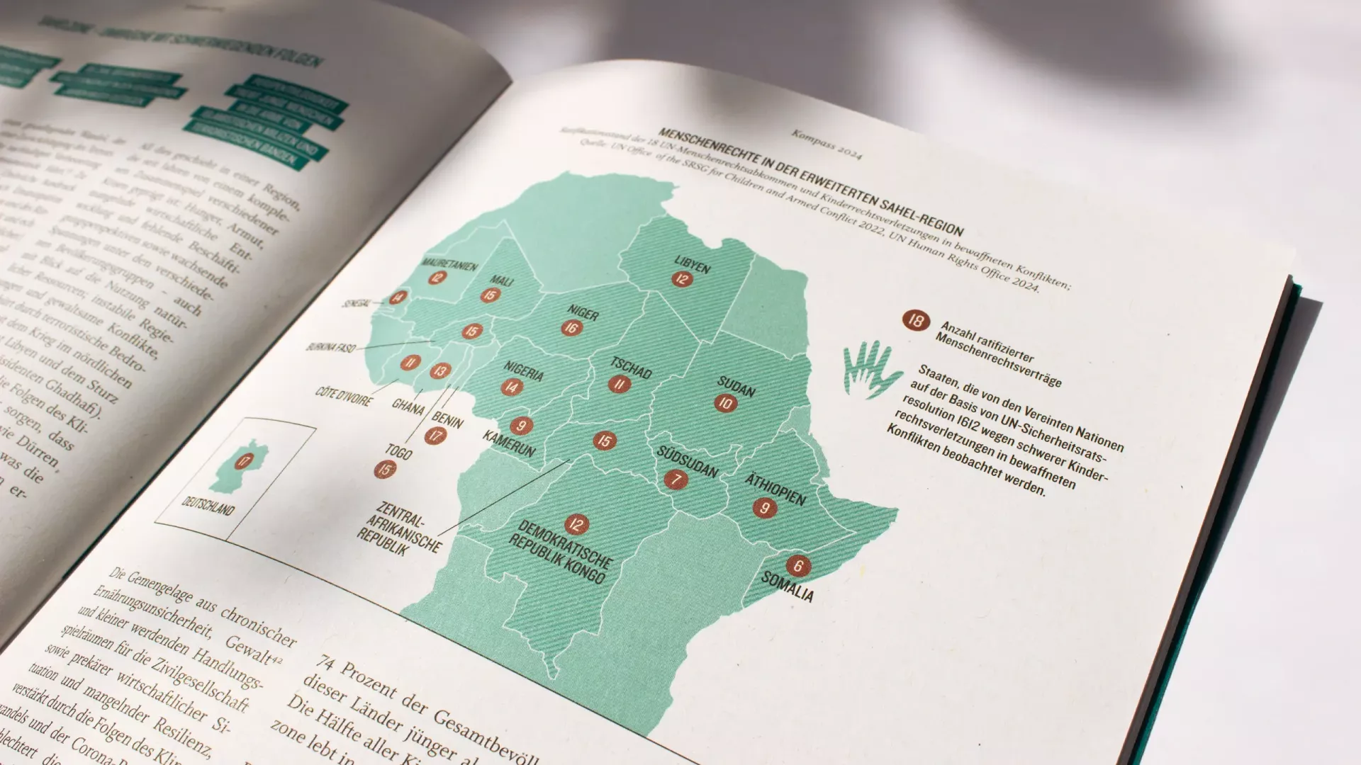 Welthungerhilfe | Publikation Kompass, Innenseite mit Kartengrafik Welthungerhilfe | Publikation Kompass, Innenseite mit Kartengrafik