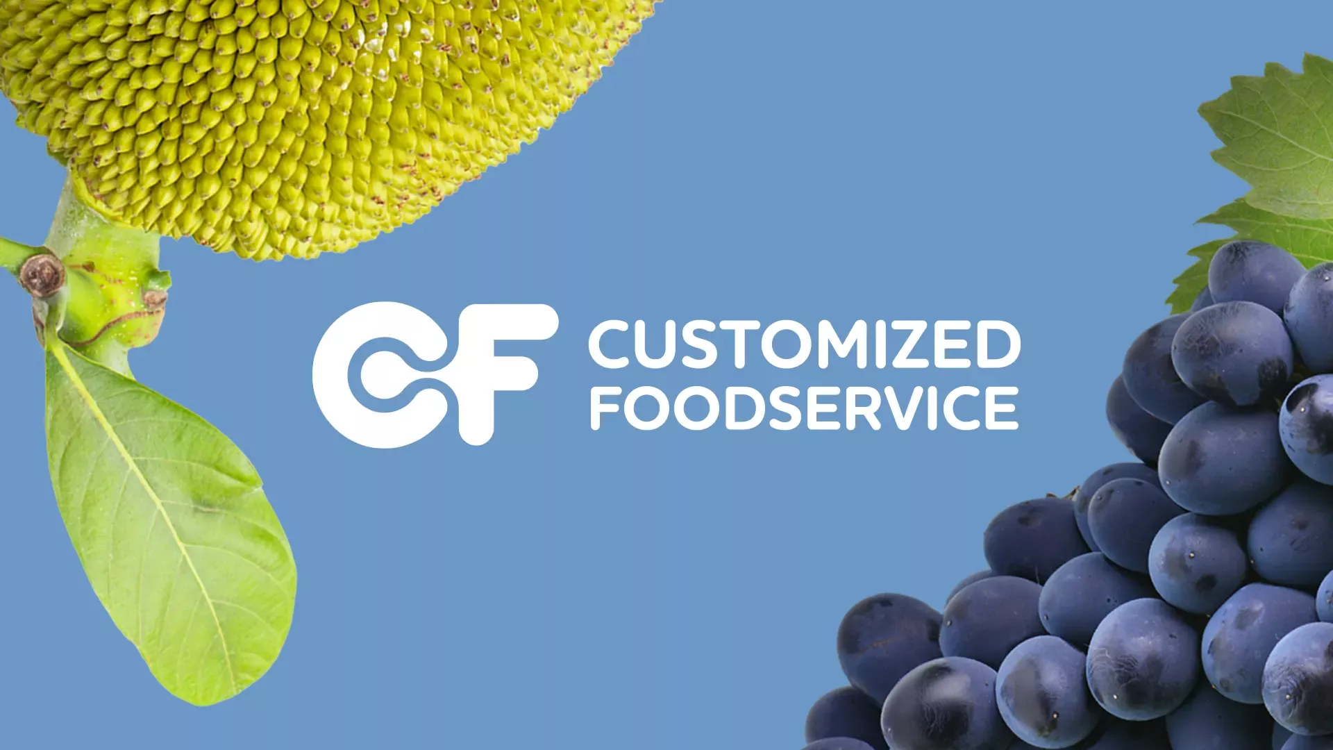 Abbildung dunkle Weintrauben, Durian und CF-Gastro-Logo