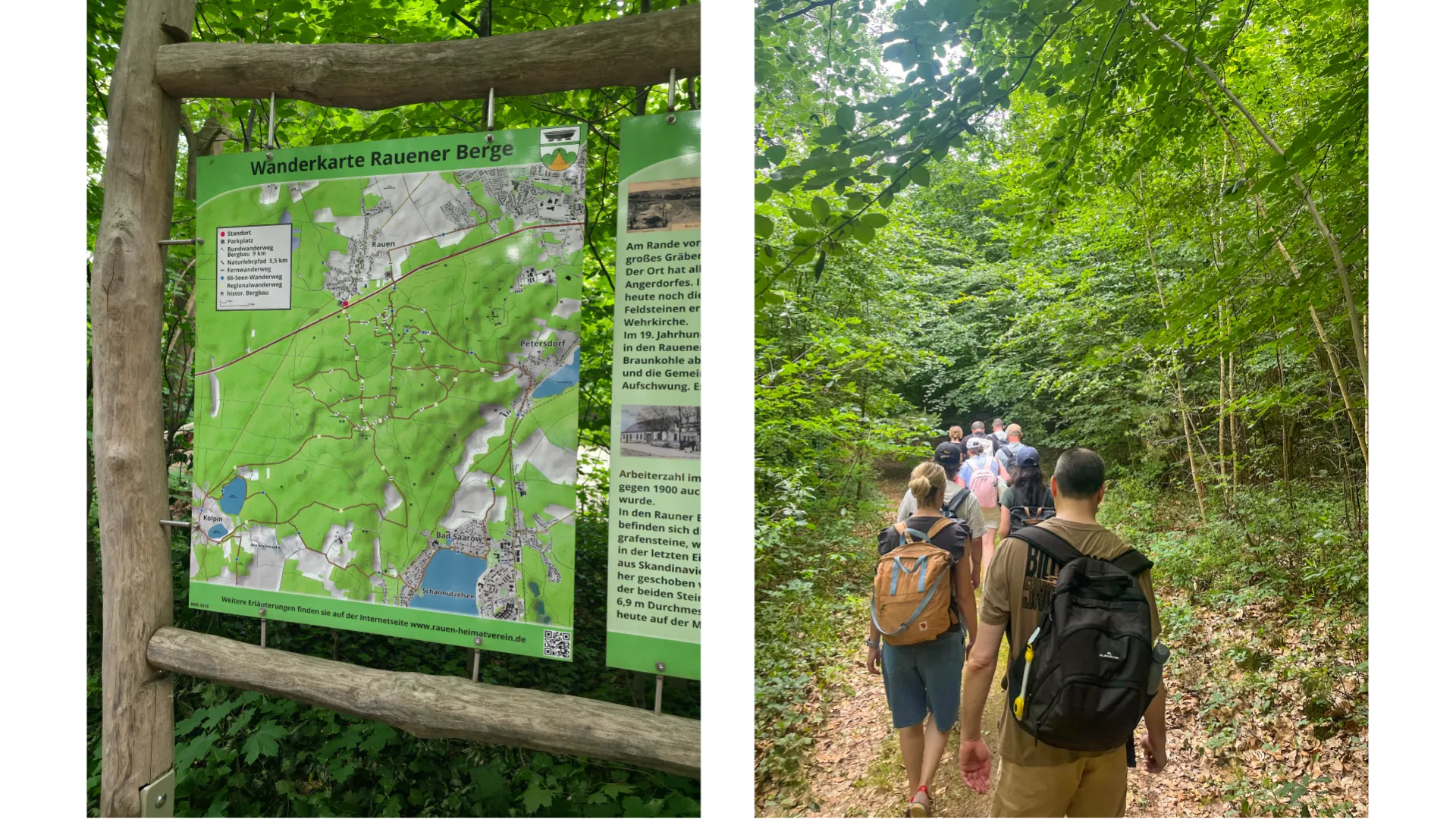 Wandern und Karte Wandern im Wald und Wanderkarte