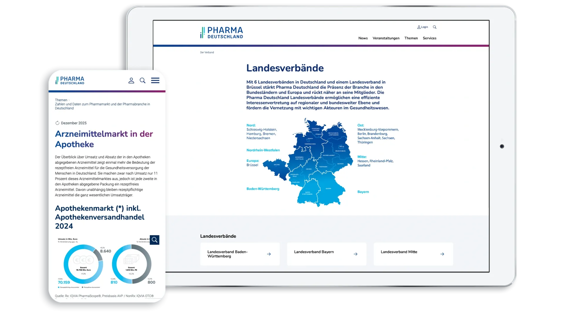 Tablet-Ansicht Pharma Deutschland Website