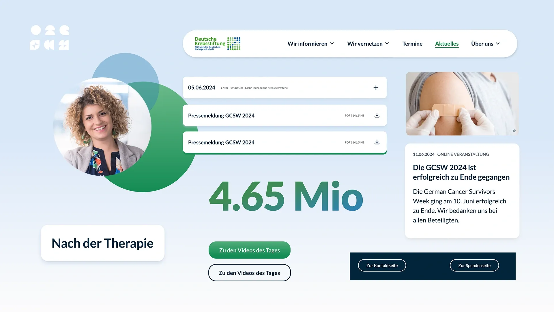 publicgarden: Designelemente für Website der Deutsche Kresbsstiftung