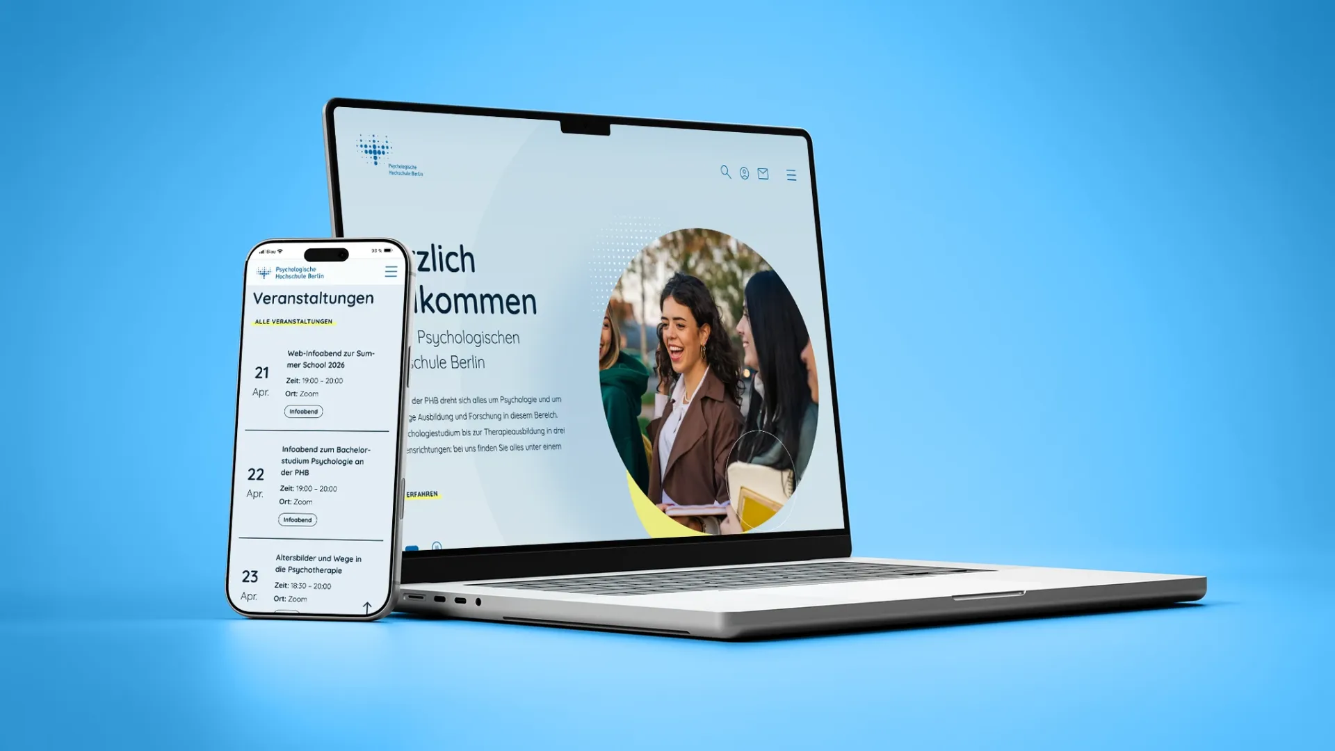 publicgarden: Startseite PHP auf Laptop