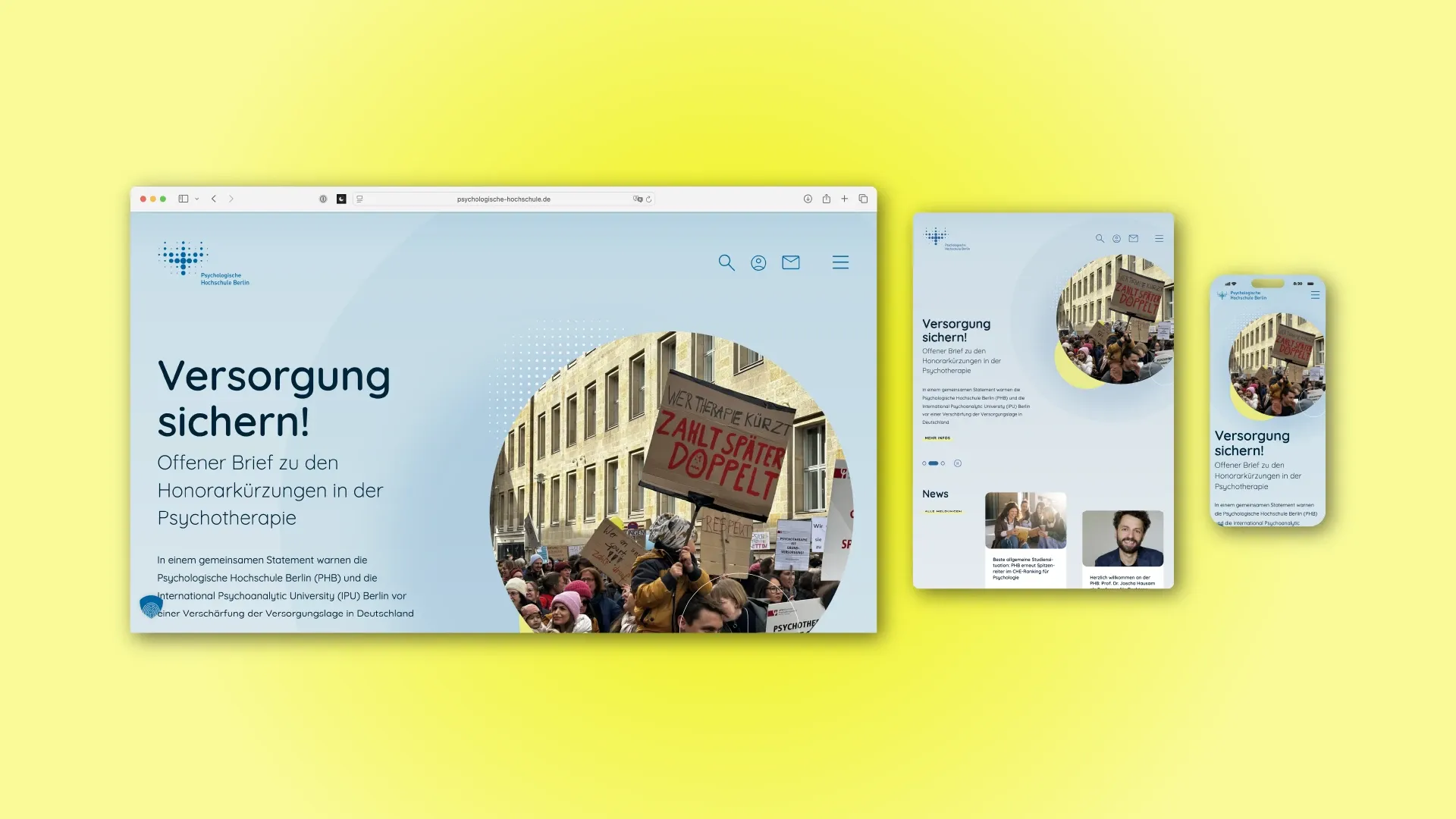 publicgarden: PHP-Website, Mobile Ansicht