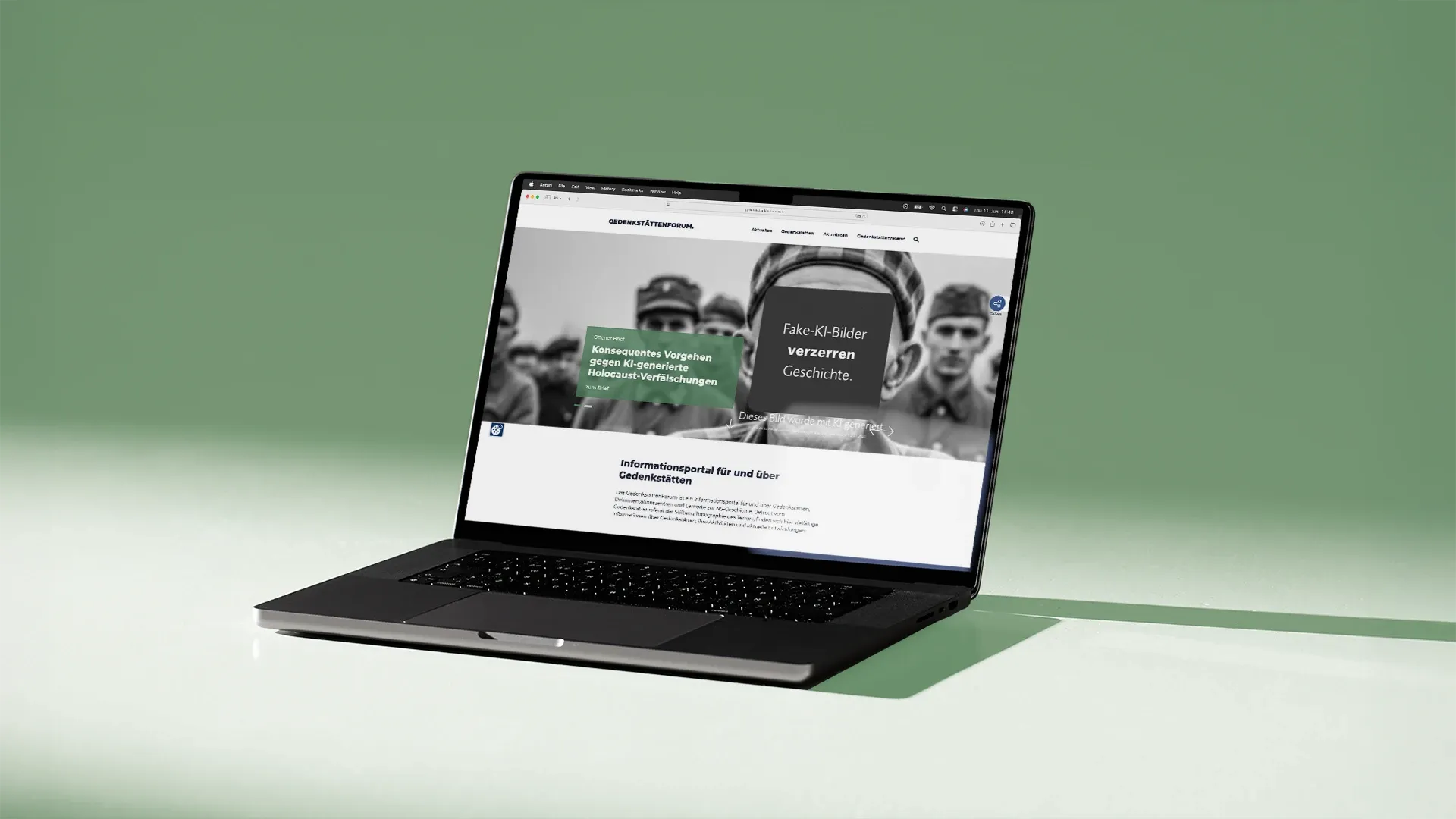 Relaunch der Gedenkstättenforum-Website auf einem Laptop – Startseite des Informationsportals zu Gedenkstätten